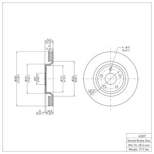 Dodge Durango Brake Rotor (1) - Front - R1 Concepts - Plain - `11-`25
